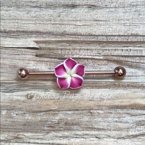 Hawaiian Flower Industrial‎ Barbell Earring